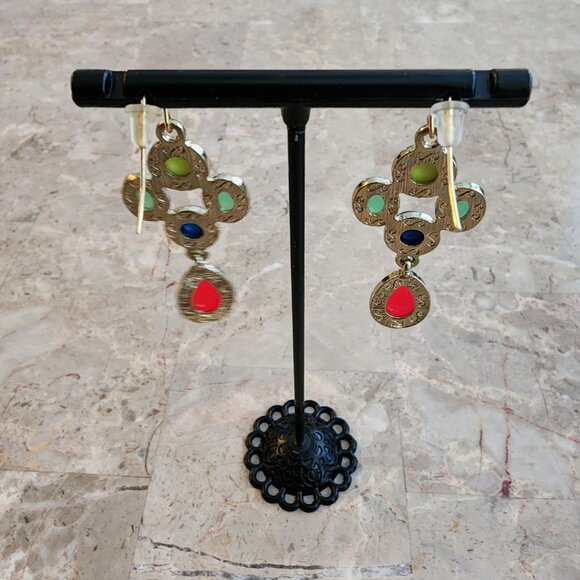 Stony Multi-Colored Beaded Dangle Earrings - Picture 5 of 5